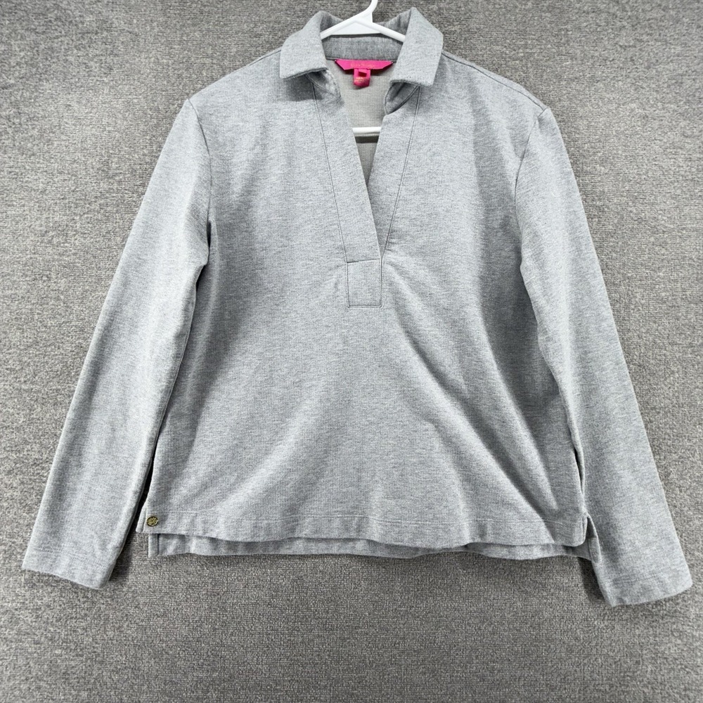 Lilly Pulitzer Emalia Shimmer Terry Top Women Size XS Gray Casual